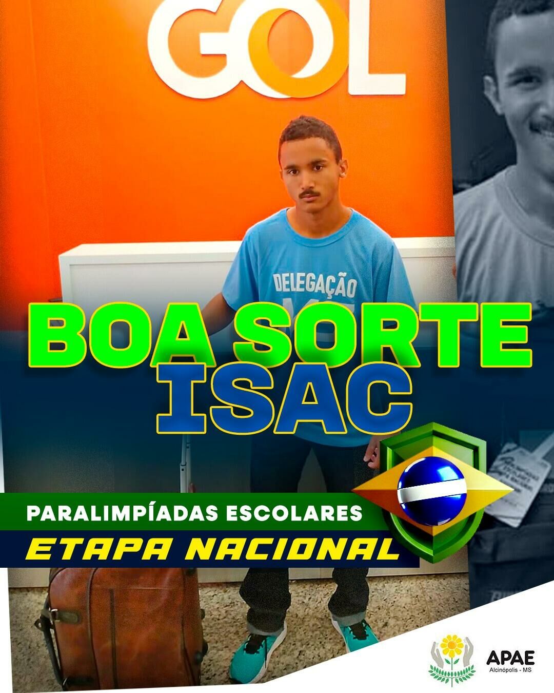 Imagem de compartilhamento para o artigo Alcinópolis no destaque nacional: Atleta Isac Lopes representa a APAE nas Paralimpíadas Escolares da MS Todo dia